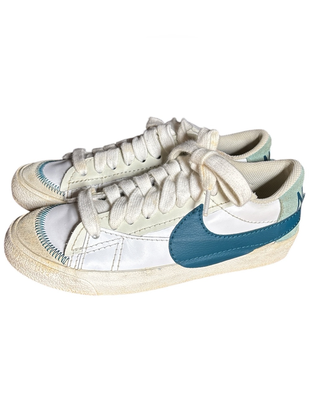 Nike Blazer Jumbo White Sneakers with Teal Swoosh 8